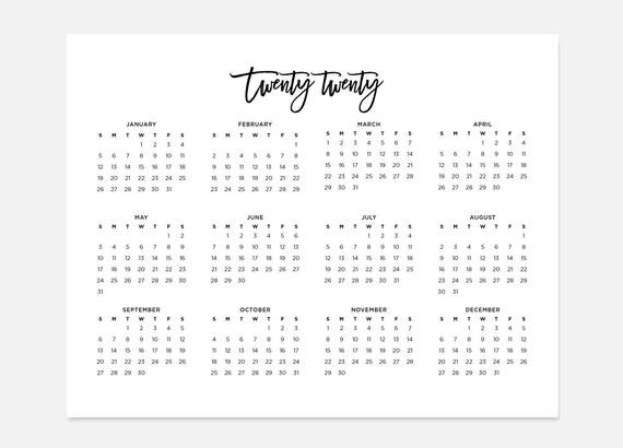 2020 simple calendar 2020 landscape calendar 2020 calendar