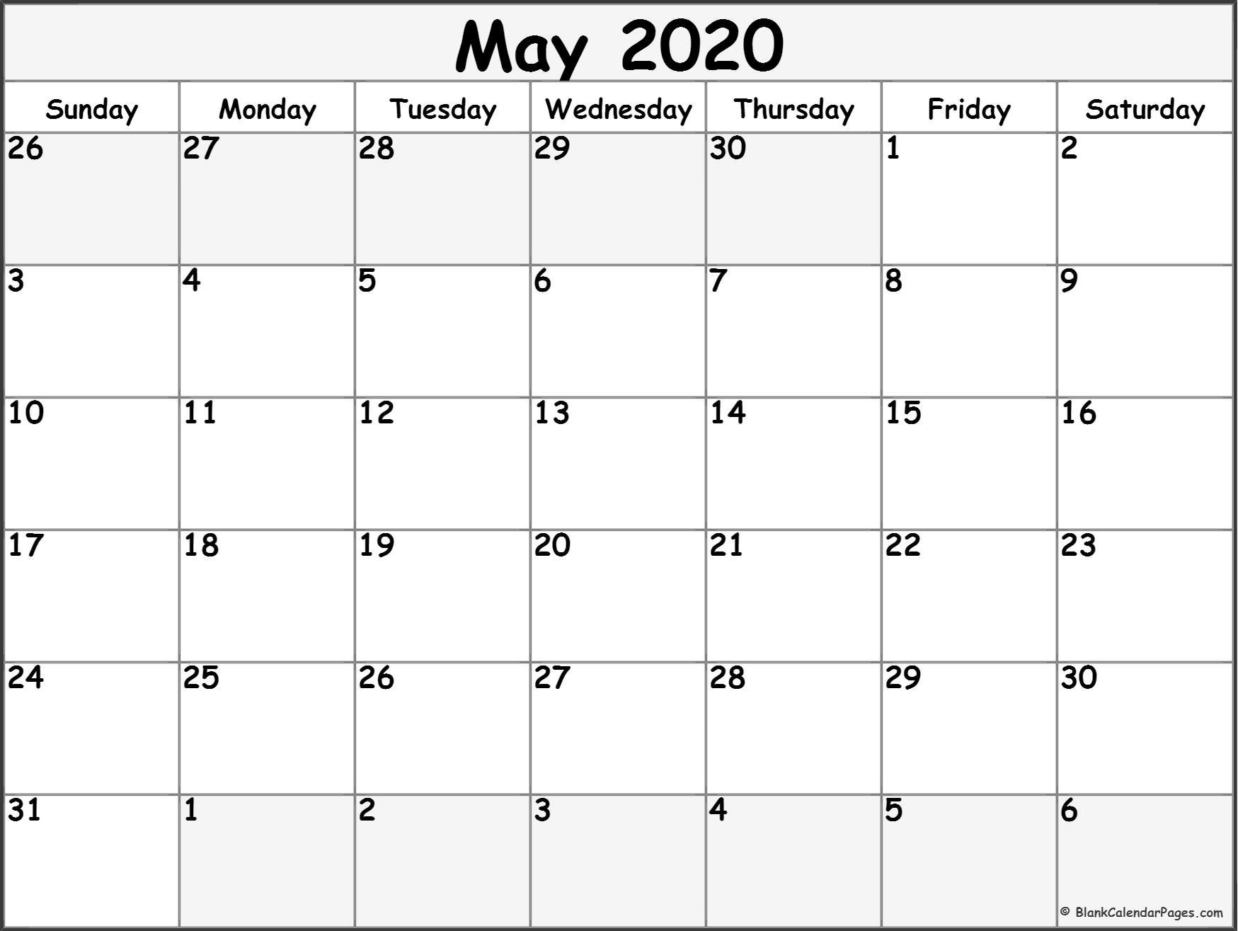 may 2020 blank calendar collection