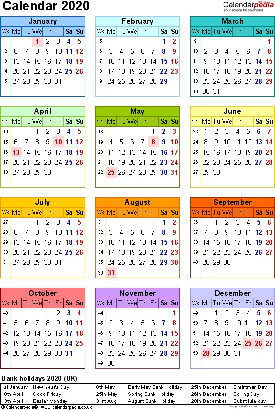 calendar 2020 uk 17 free printable word templates