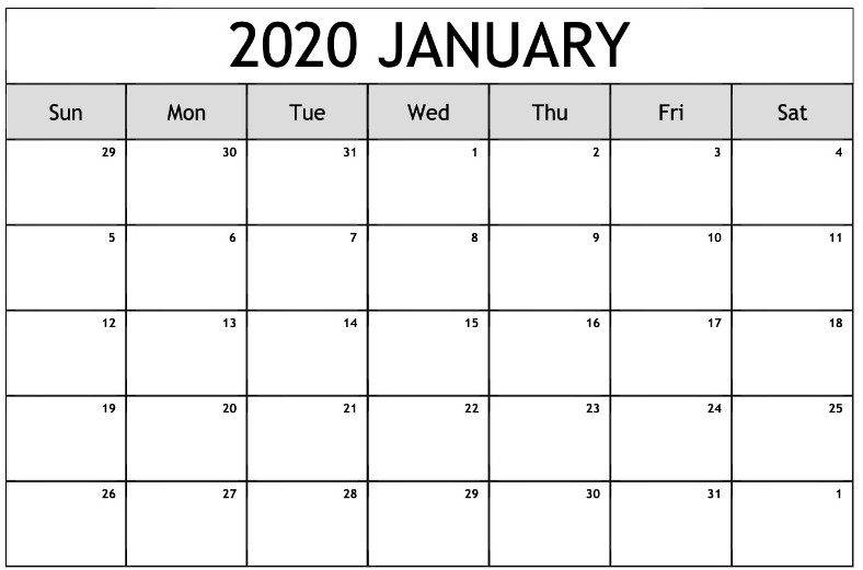 editable january 2020 calendar printable blank template