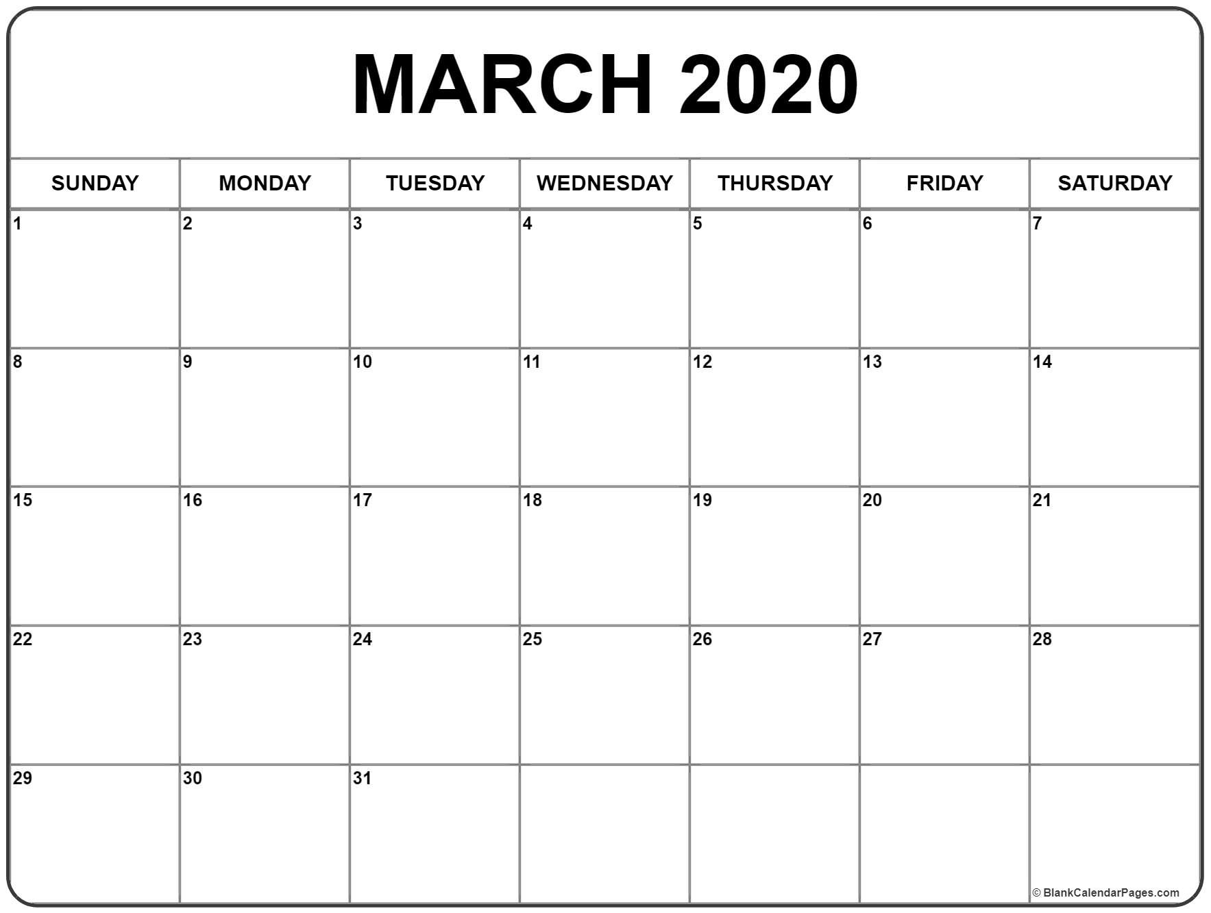 march 2020 calendar free printable monthly calendars