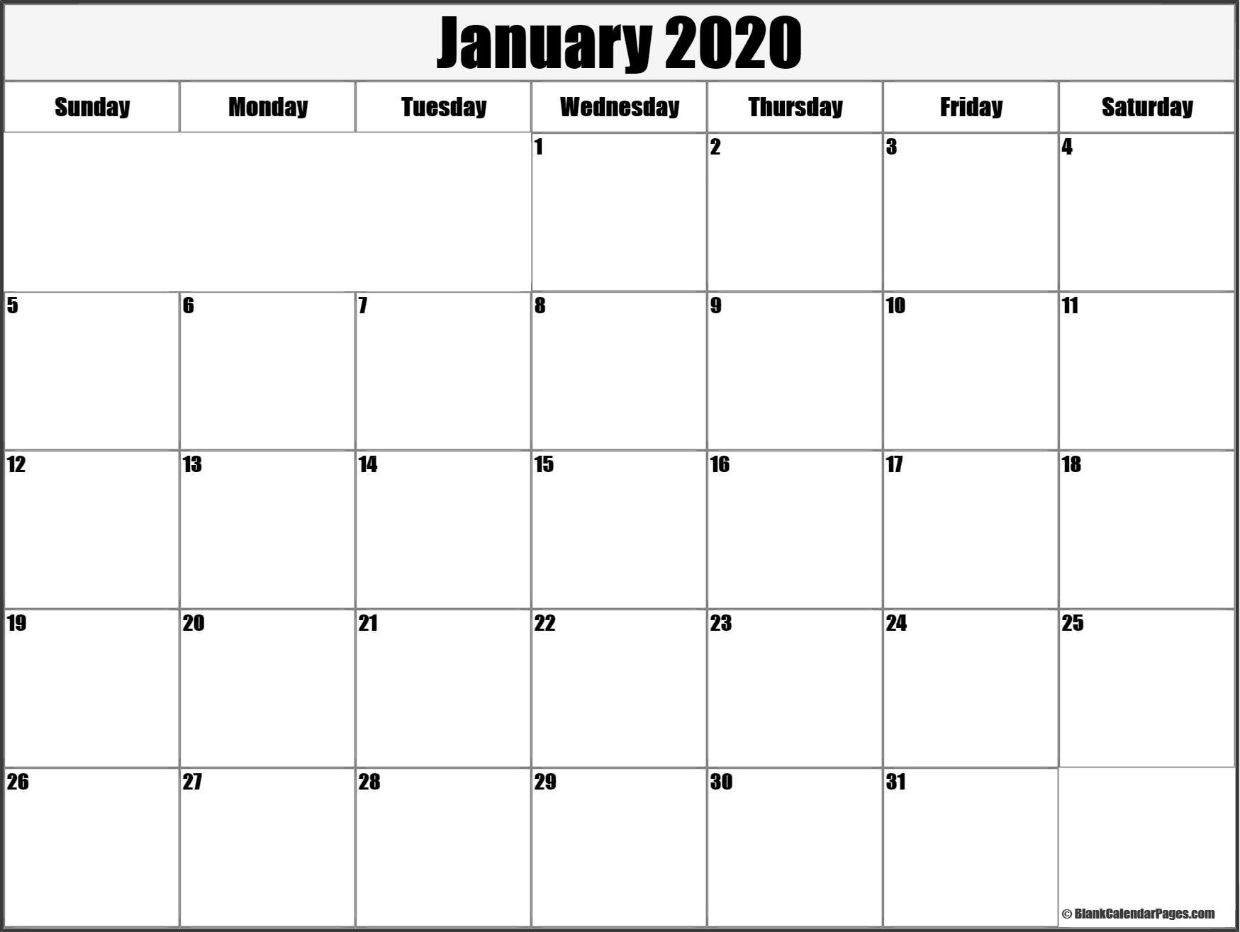 january 2020 blank calendar templates
