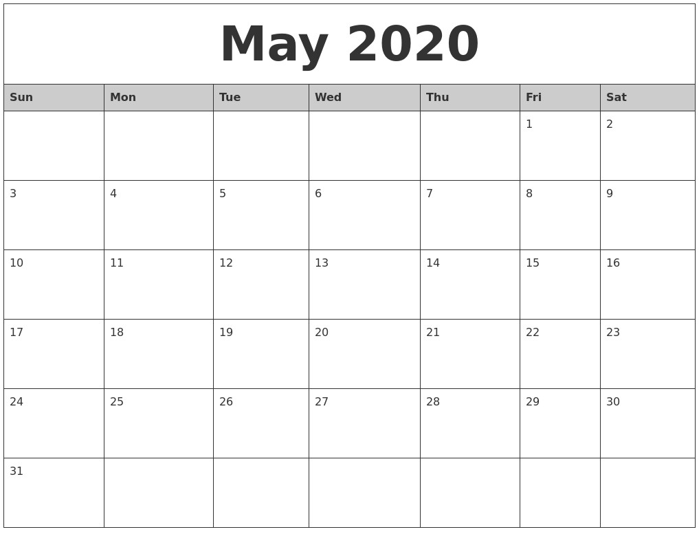 july 2020 create calendar