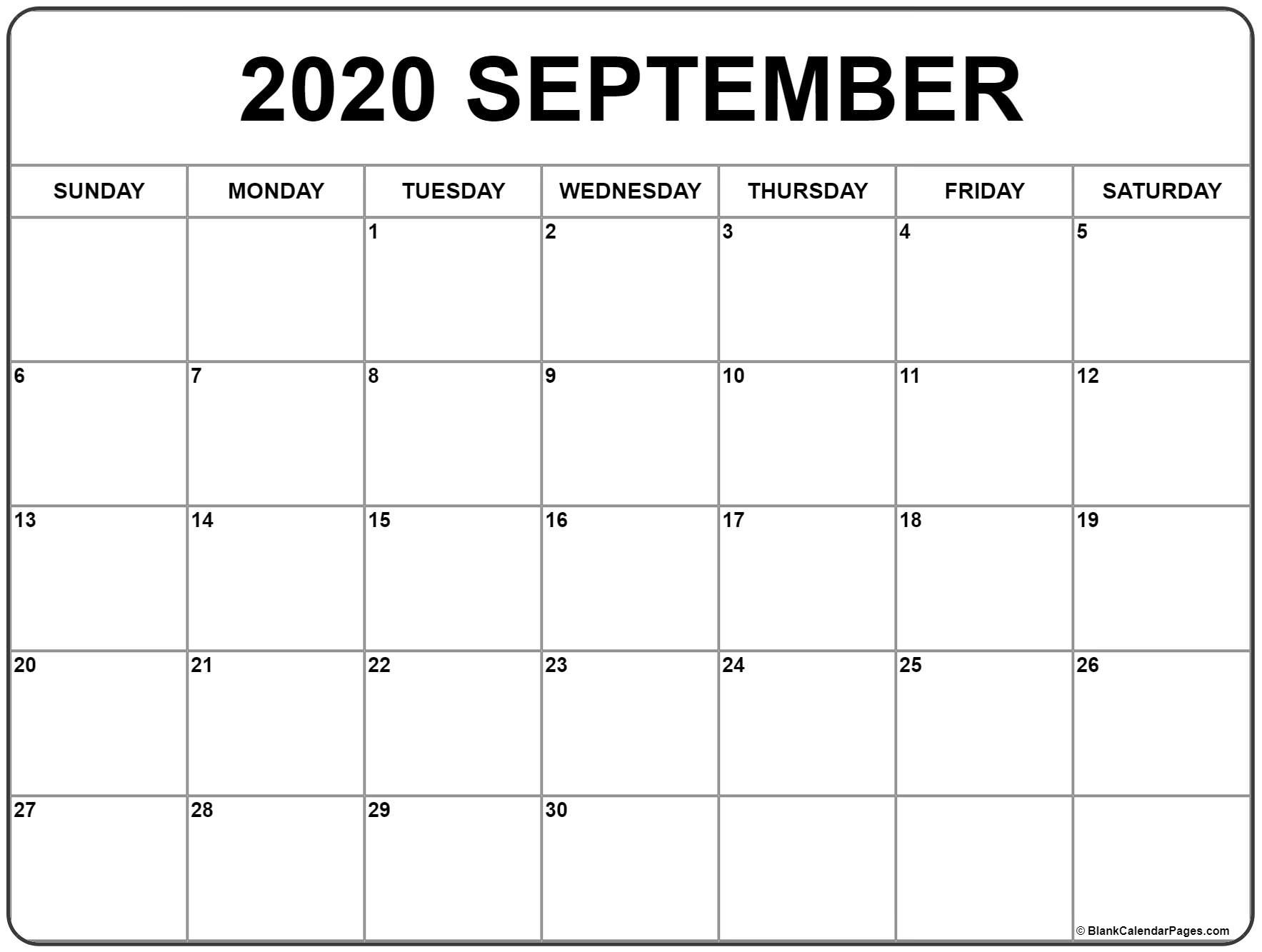 september 2020 calendar free printable monthly calendars