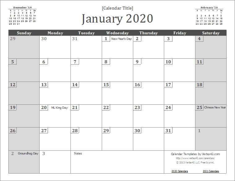 2020 calendar templates and images