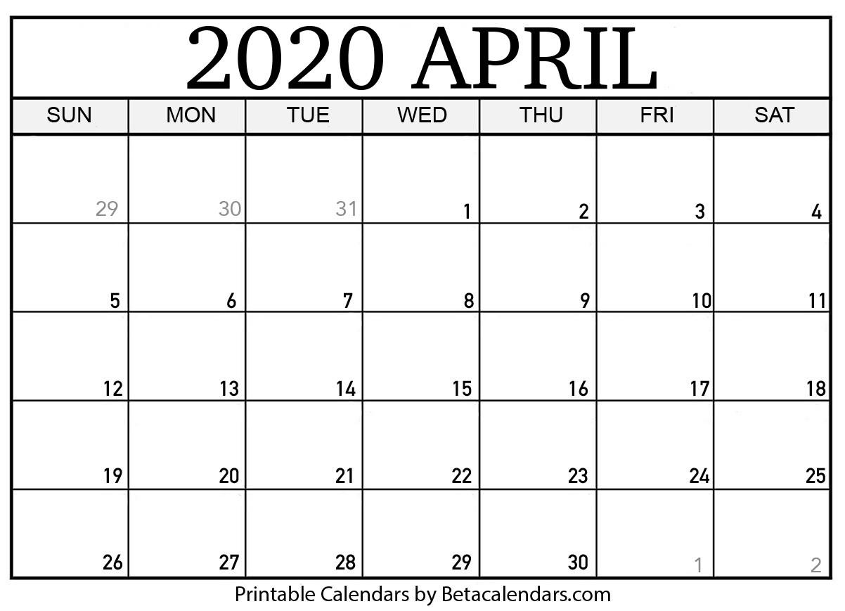 blank april 2020 calendar printable beta calendars