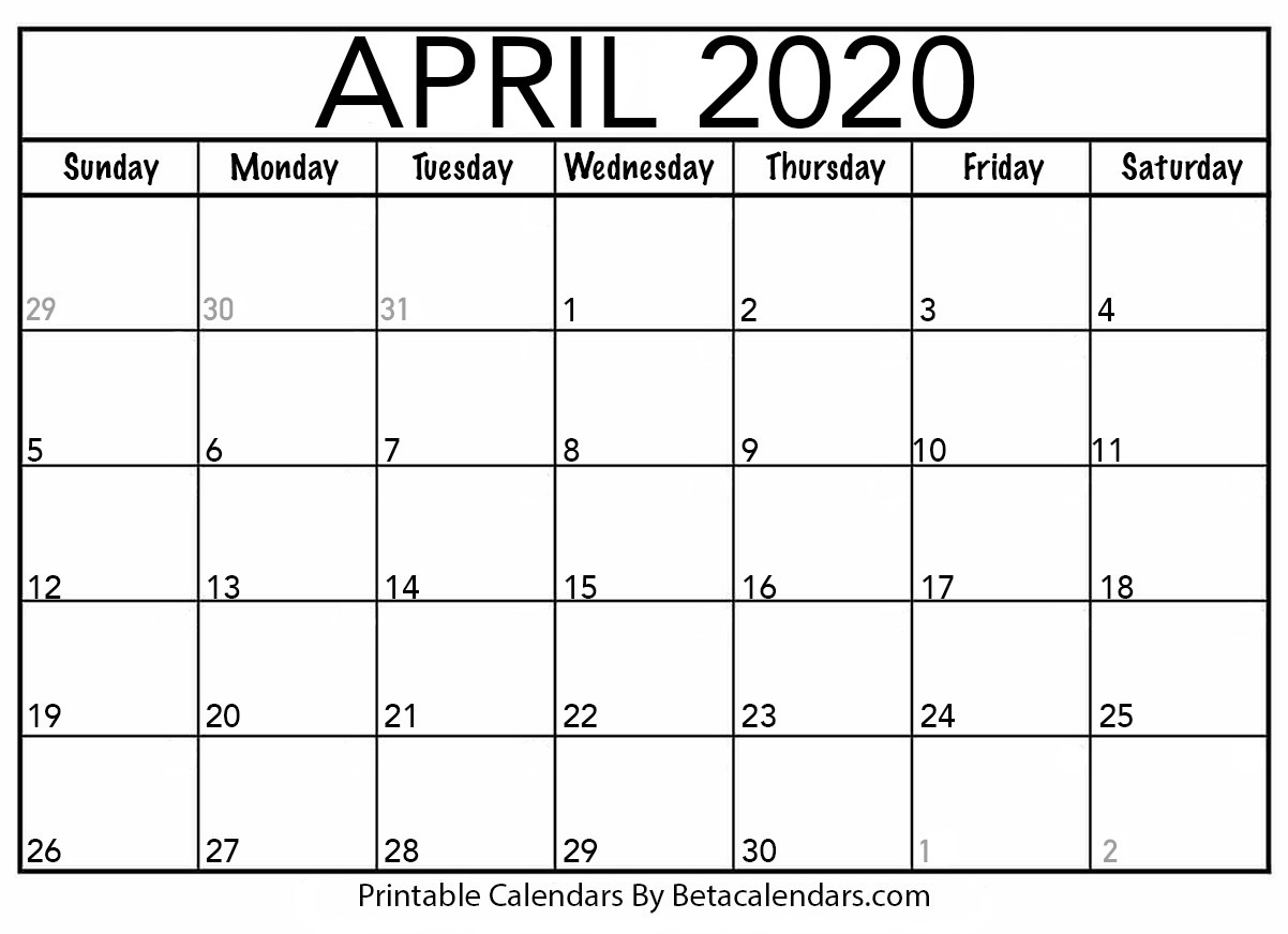 blank april 2020 calendar printable beta calendars