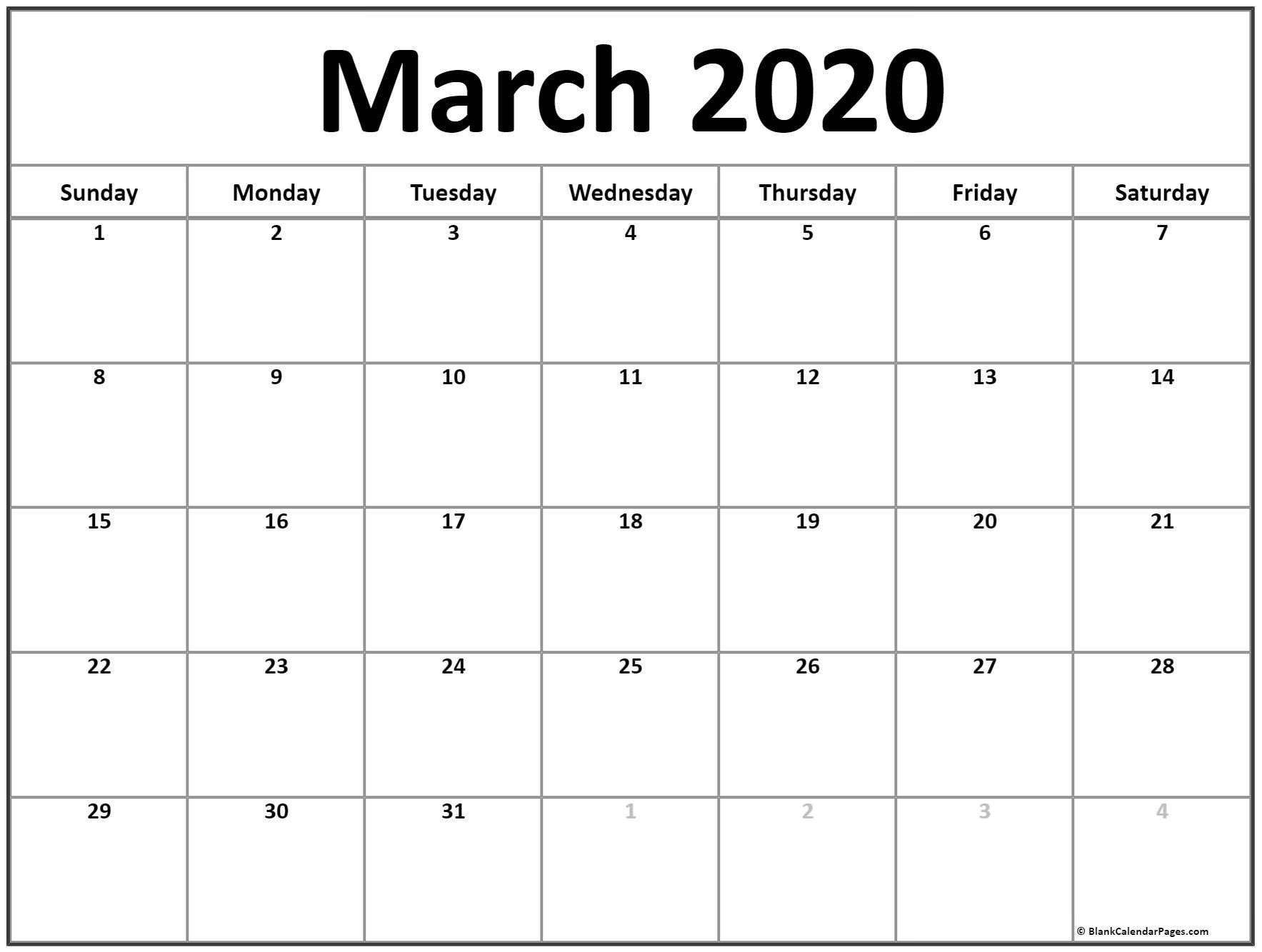 march 2020 calendar free printable monthly calendars