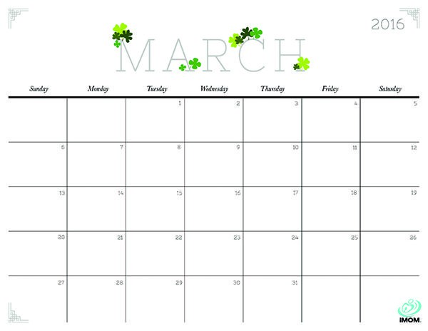 2020 crafty and cute printable calendar for moms march