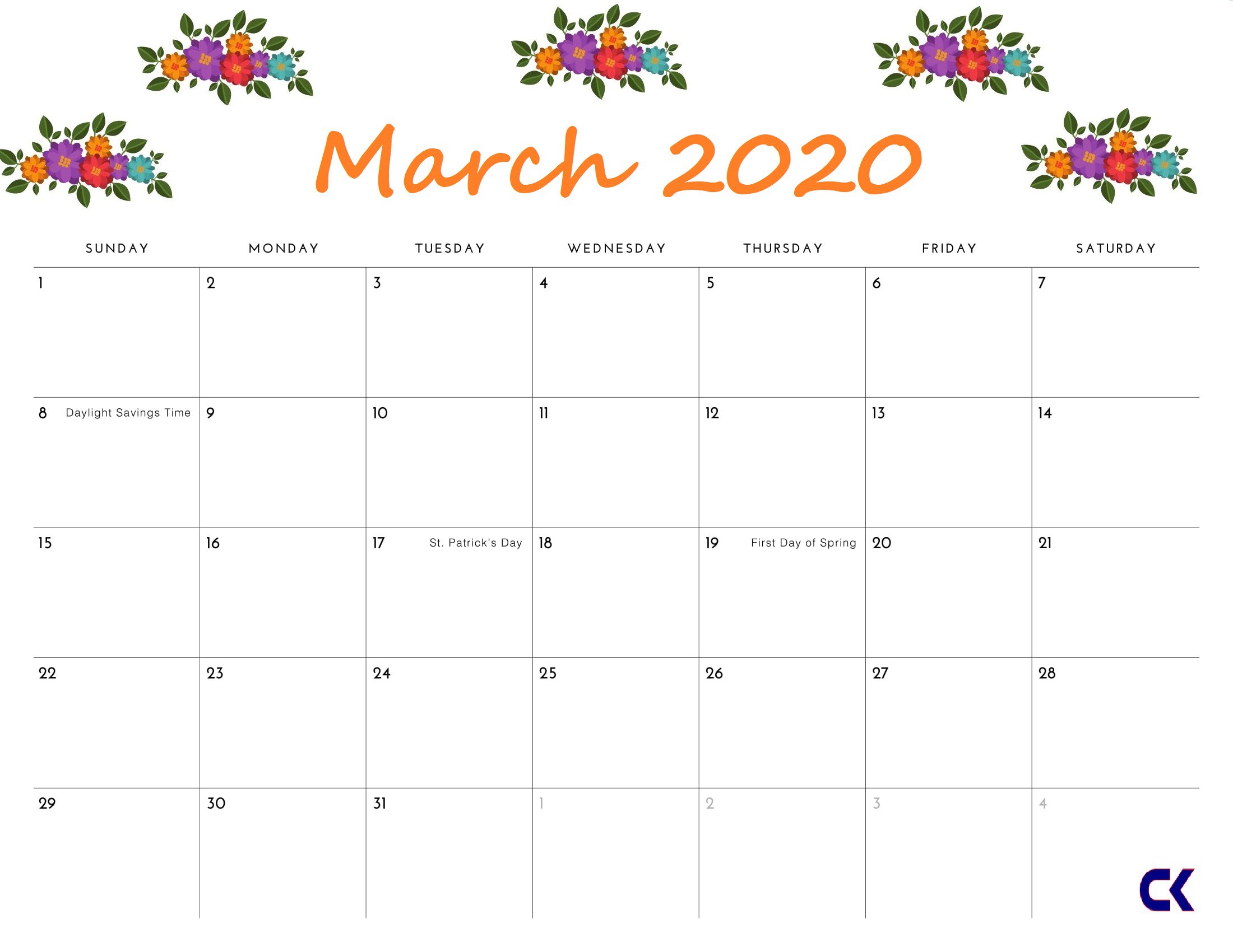 printable march 2020 calendar calendar kart