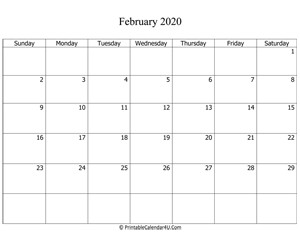 february 2020 editable calendar with holidays