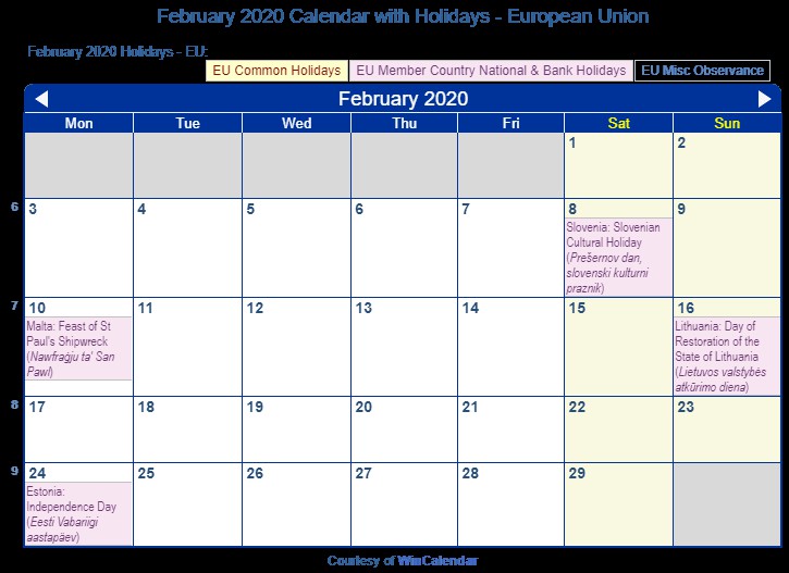 print friendly february 2020 eu calendar for printing