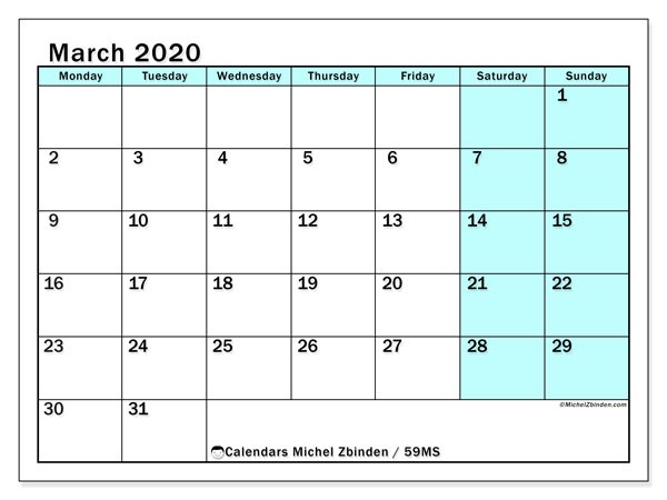 calendars with colors march 2020 ms michel zbinden