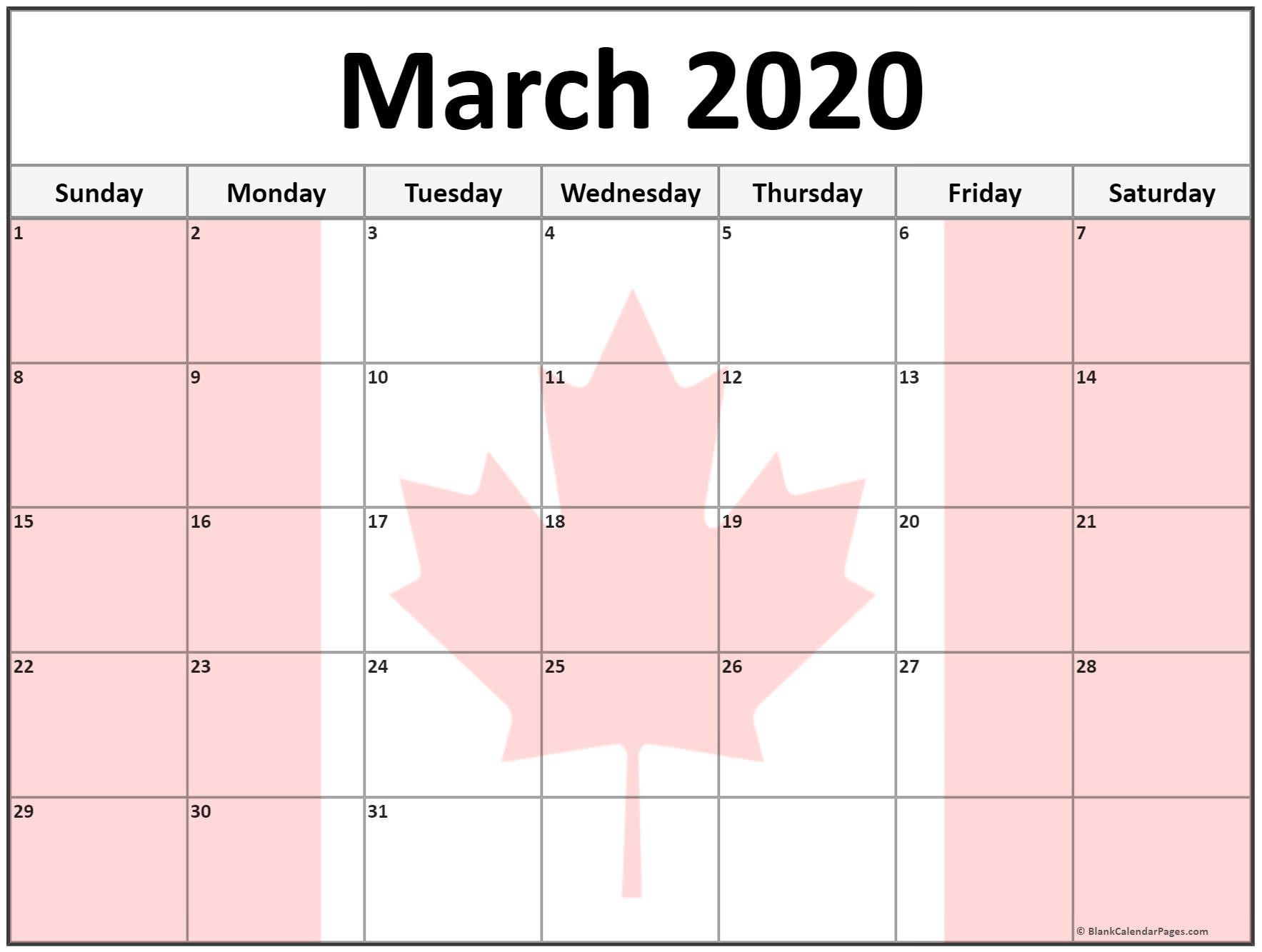 collection of march 2020 photo calendars with image filters