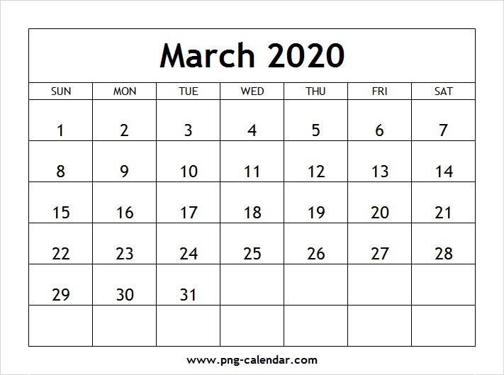 blank march 2020 calendar printable free png calendar