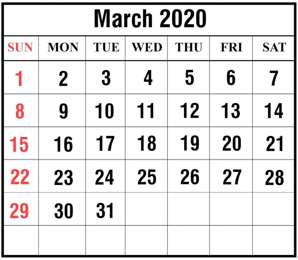 free march 2020 printable calendar template in pdf excel