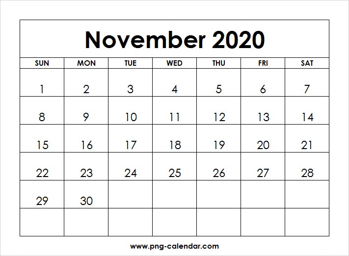 blank november 2020 calendar printable free png calendar
