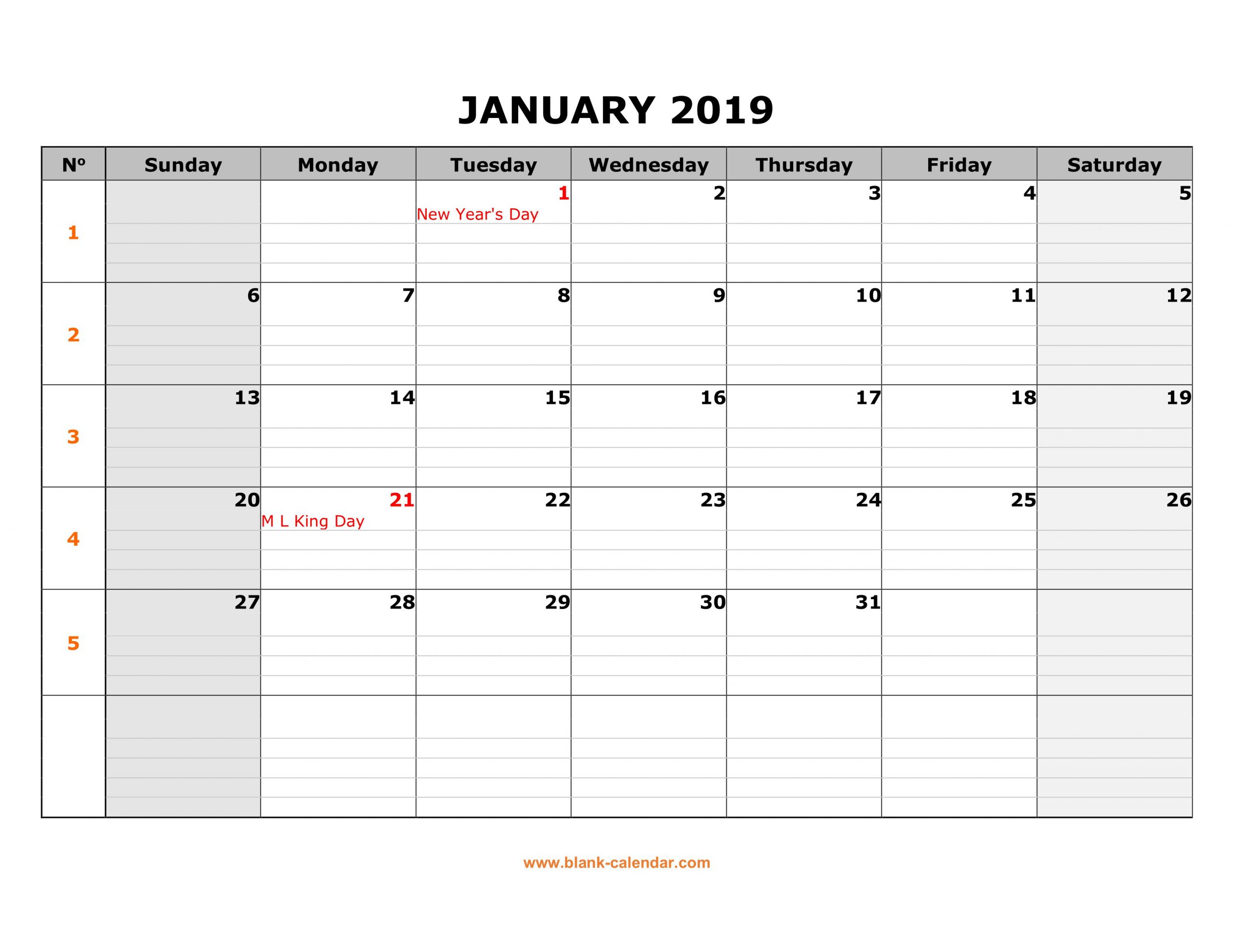 printable monthly calendar lined printable calendar 2019