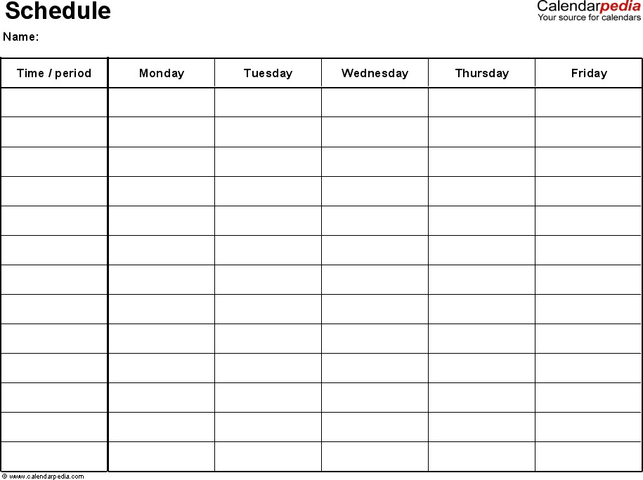 free weekly schedule templates for excel 18 templates