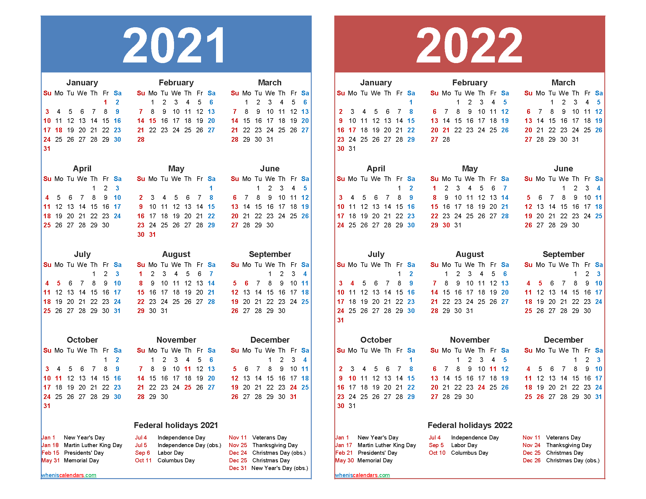 Free 2021 2022 Calendar Printable with Holidays - Free ...