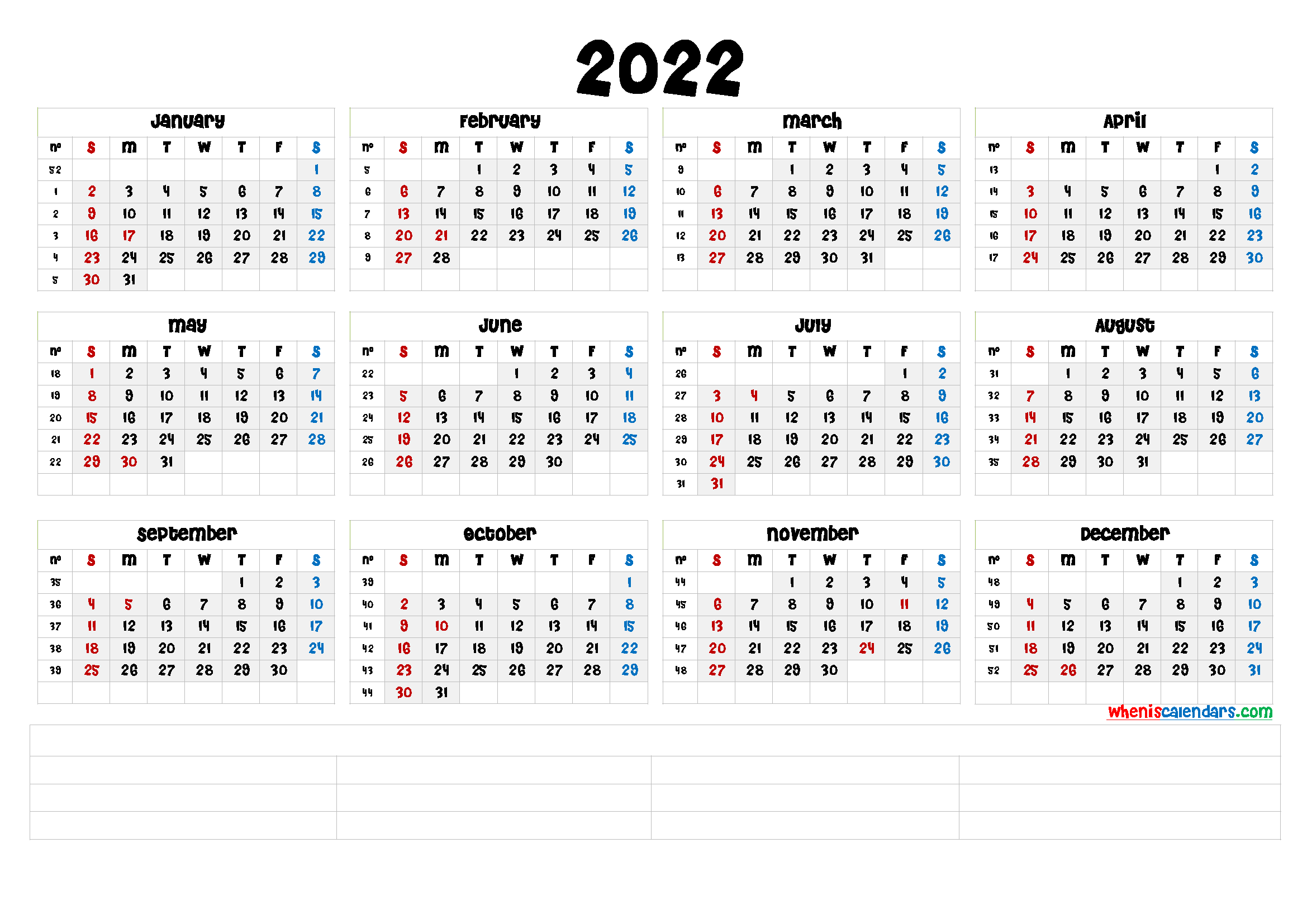 Free Printable 2022 Calendar by Month (6 Templates) - Free ...
