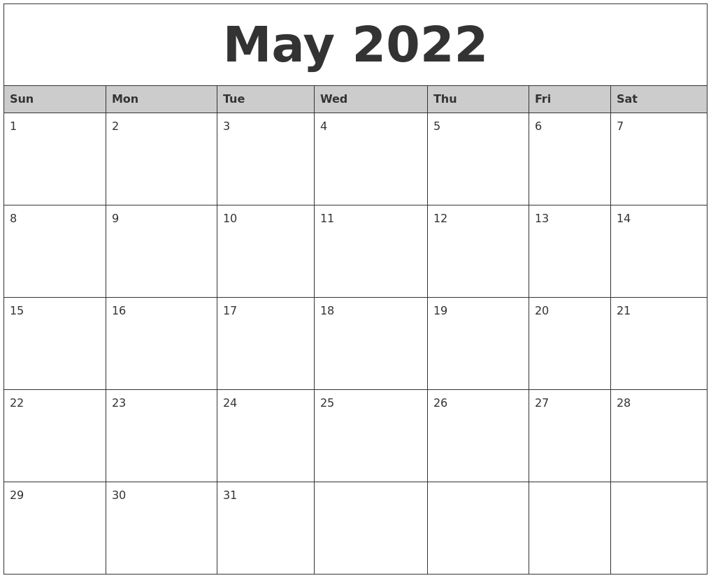 April 2022 Calanders