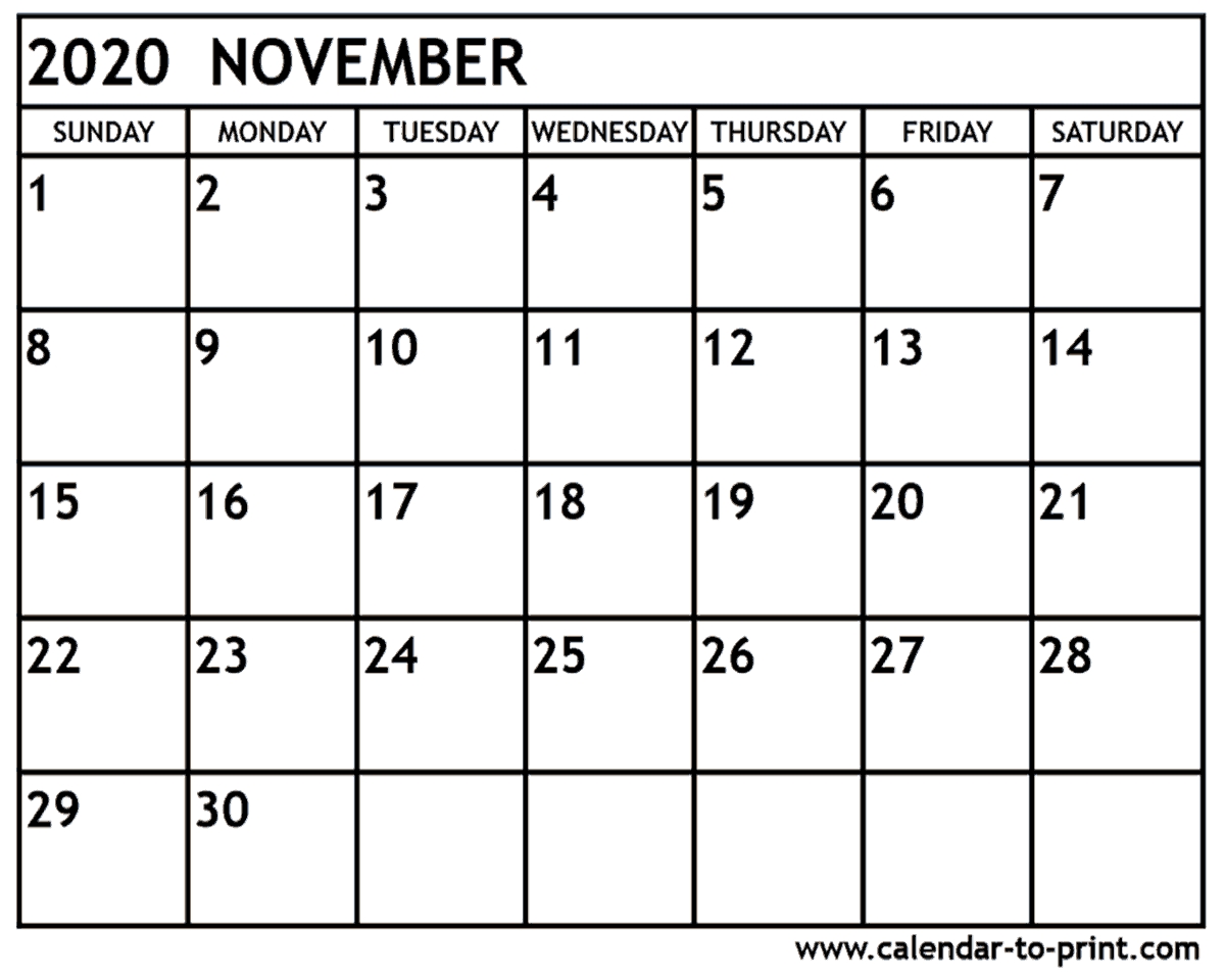 Calendar November 2020 Printable | Qualads