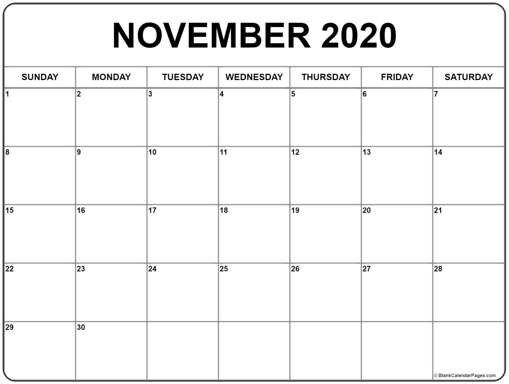 november 2020 calendar free printable monthly calendars