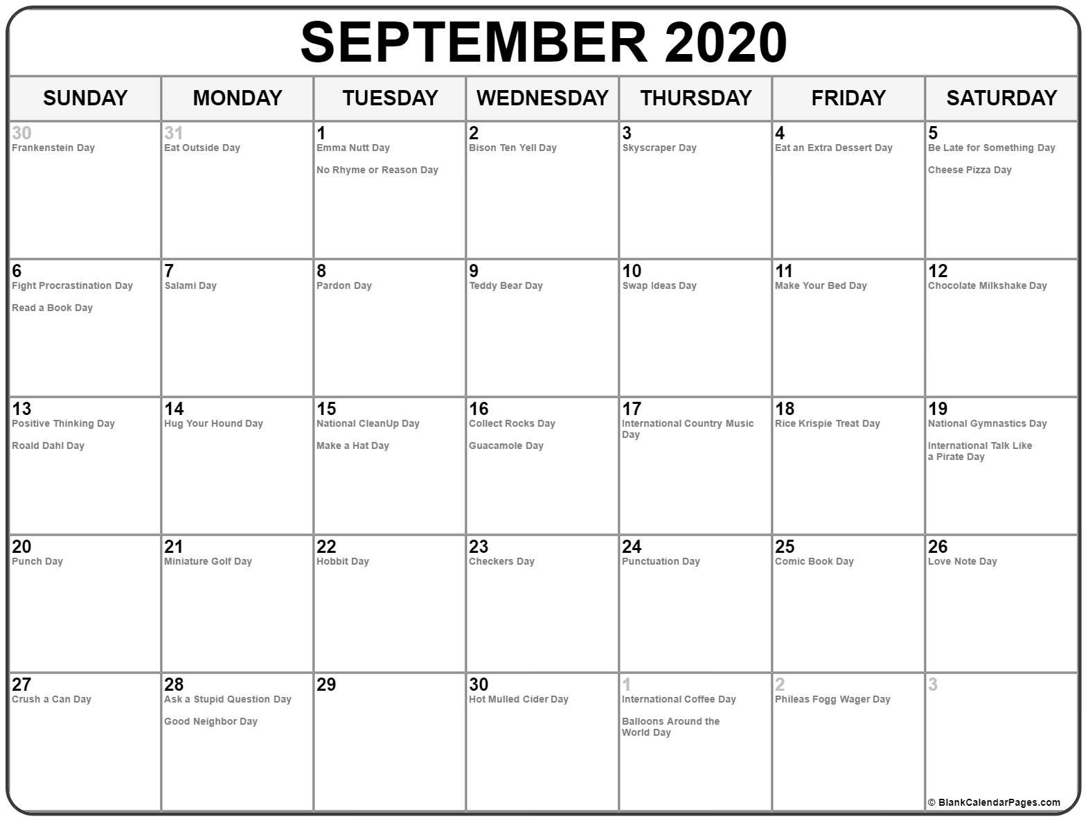 september 2020 calendar with holidays