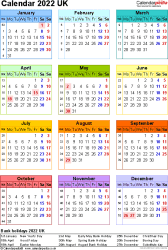 Calendar 2022 (UK) - free printable Microsoft Excel templates