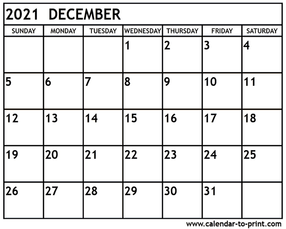 december 2021 calendar printable
