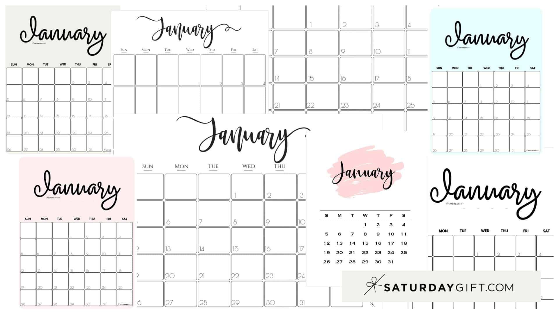 cute free printable january 2021 calendar saturdaygift