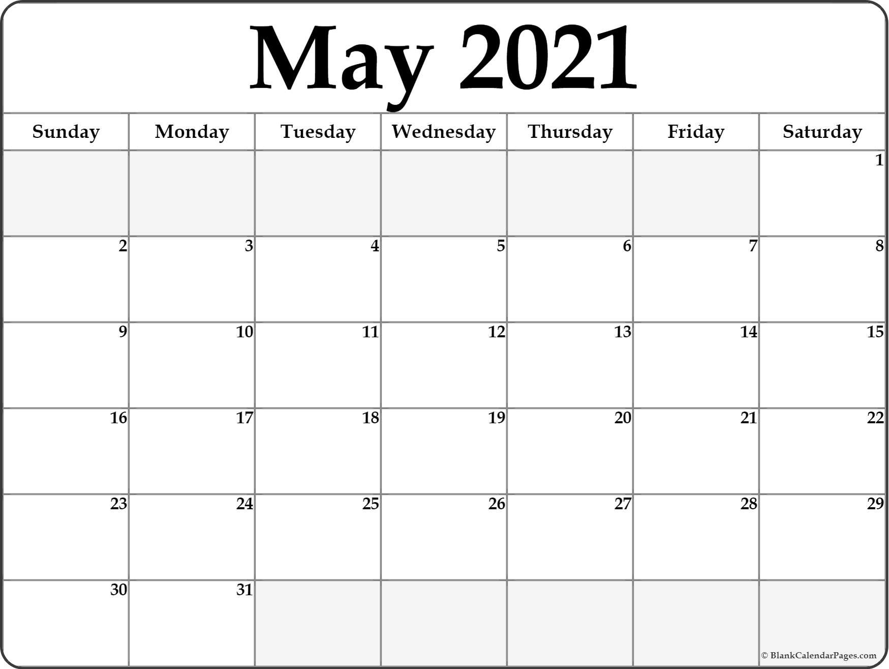 may 2021 blank calendar templates
