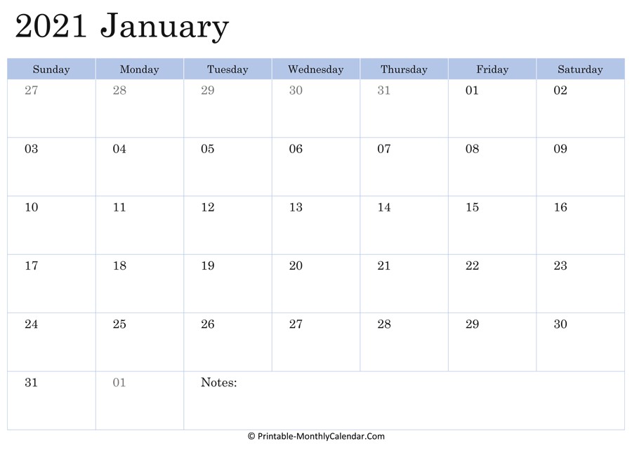 january 2021 calendar printable with holidays