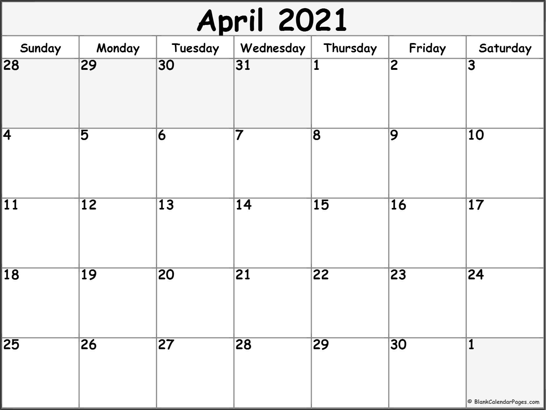 april 2021 calendar free printable monthly calendars
