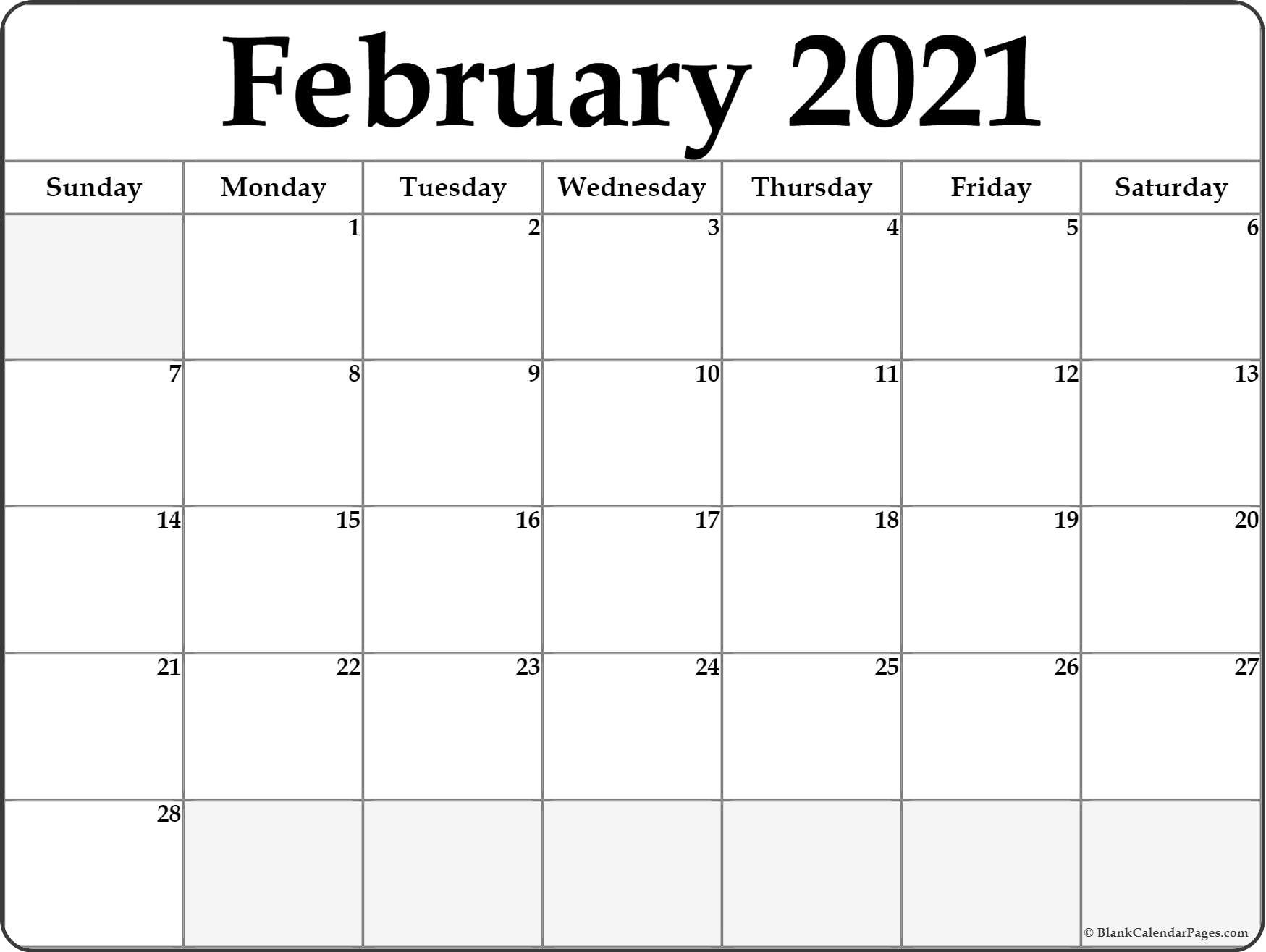 february 2021 blank calendar collection