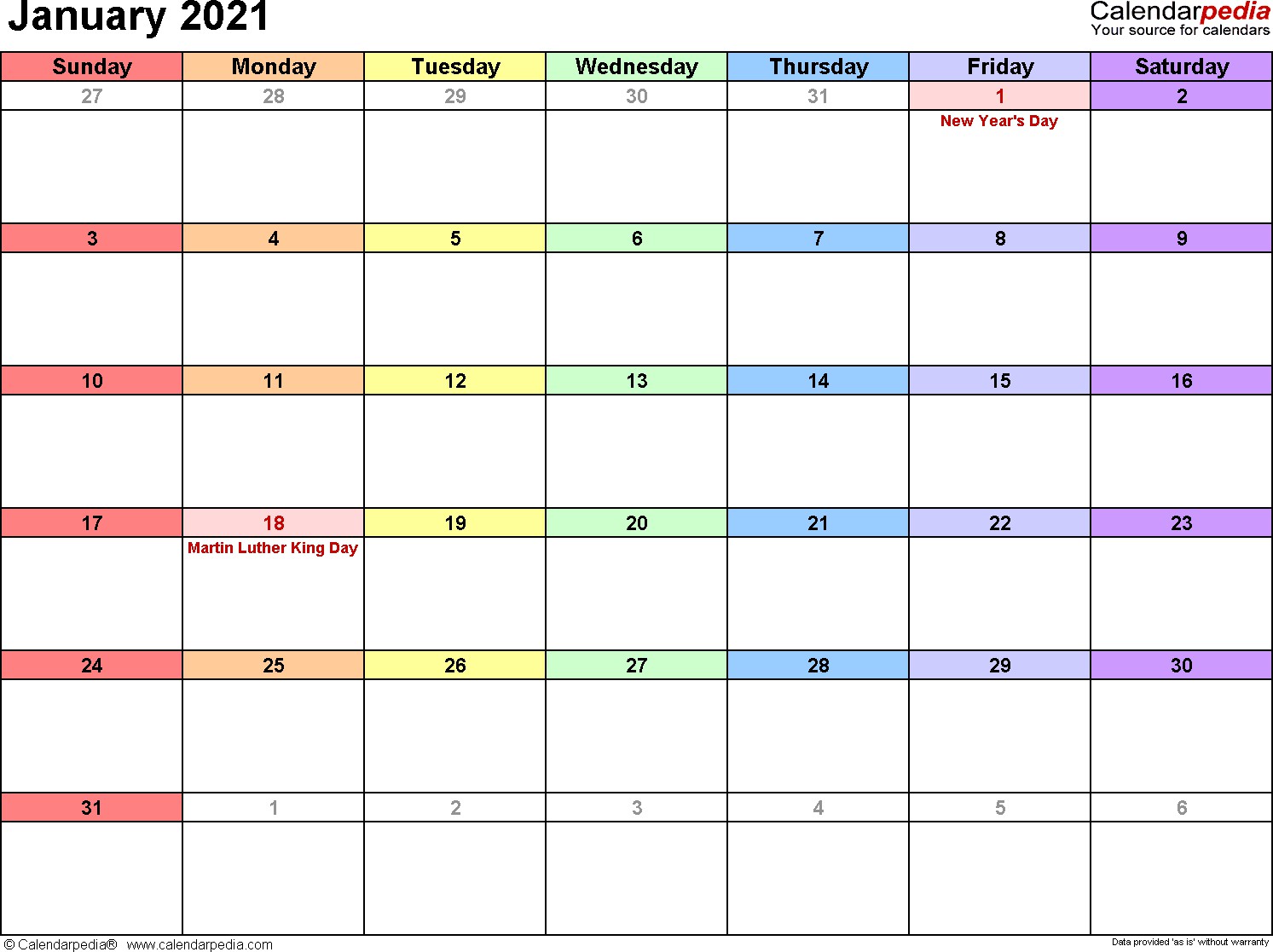 january 2021 calendar templates for word excel and pdf