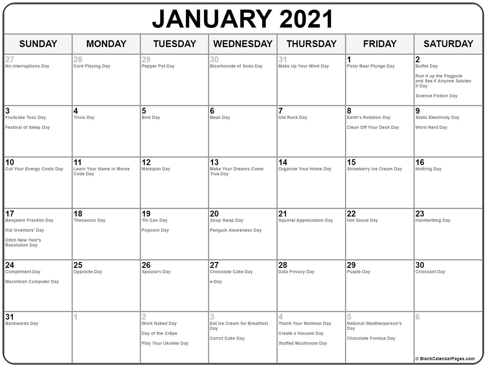 january 2021 calendar with holidays
