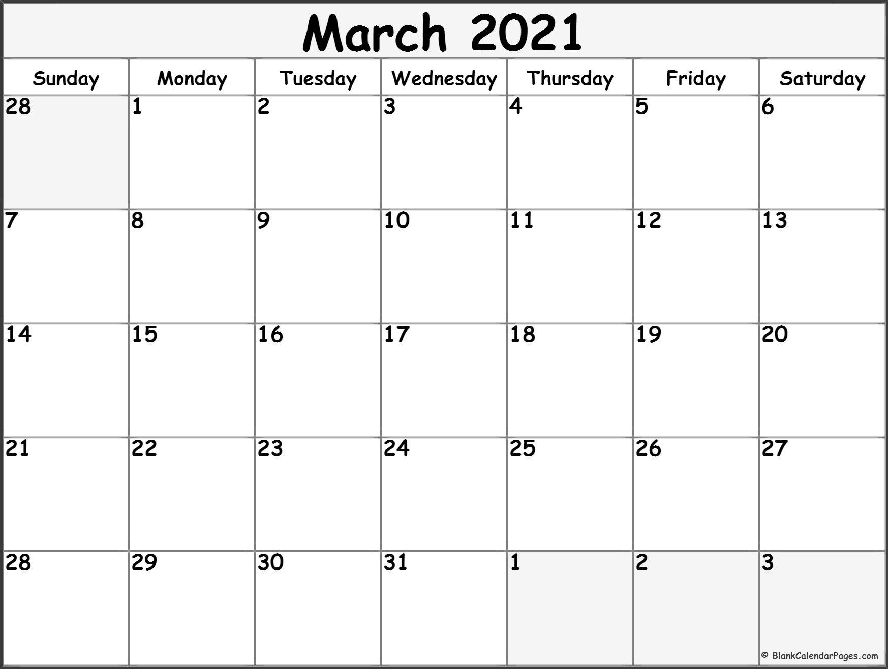 march 2021 blank calendar collection
