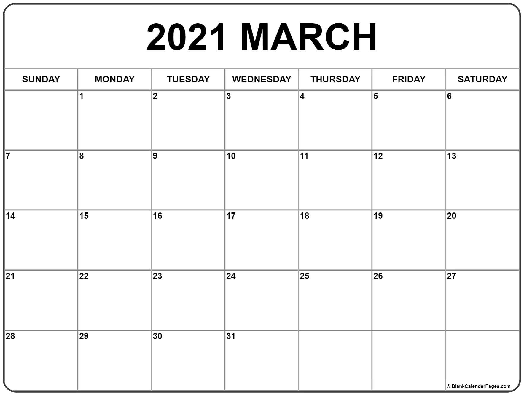 march 2021 calendar free printable monthly calendars