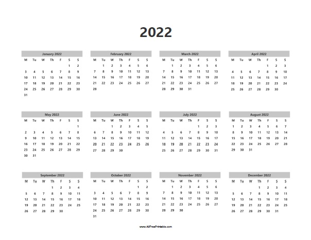 2022 Calendars - Free Printable - AllFreePrintable.com
