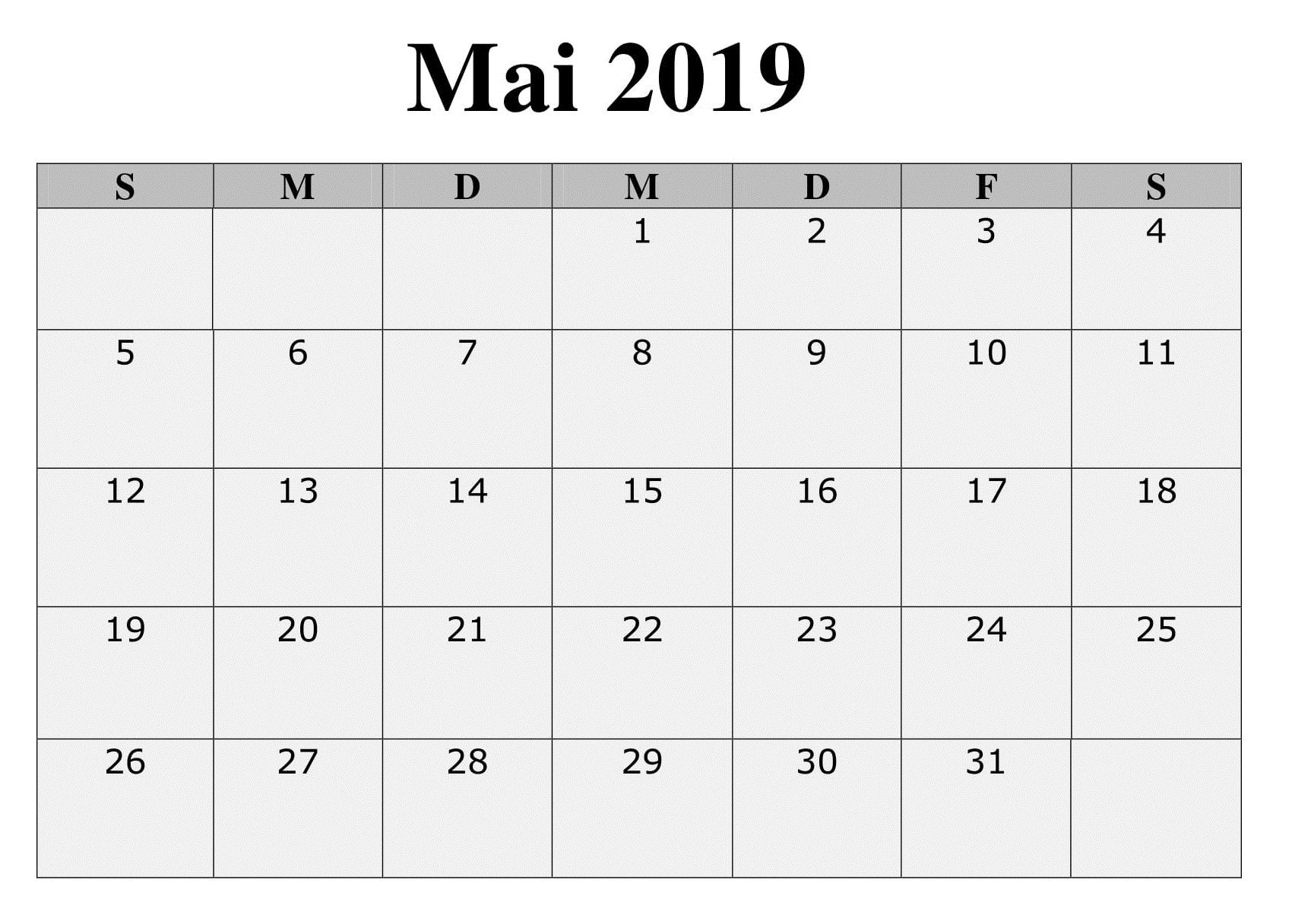 2019 kalender mai zum ausdrucken planer calendar