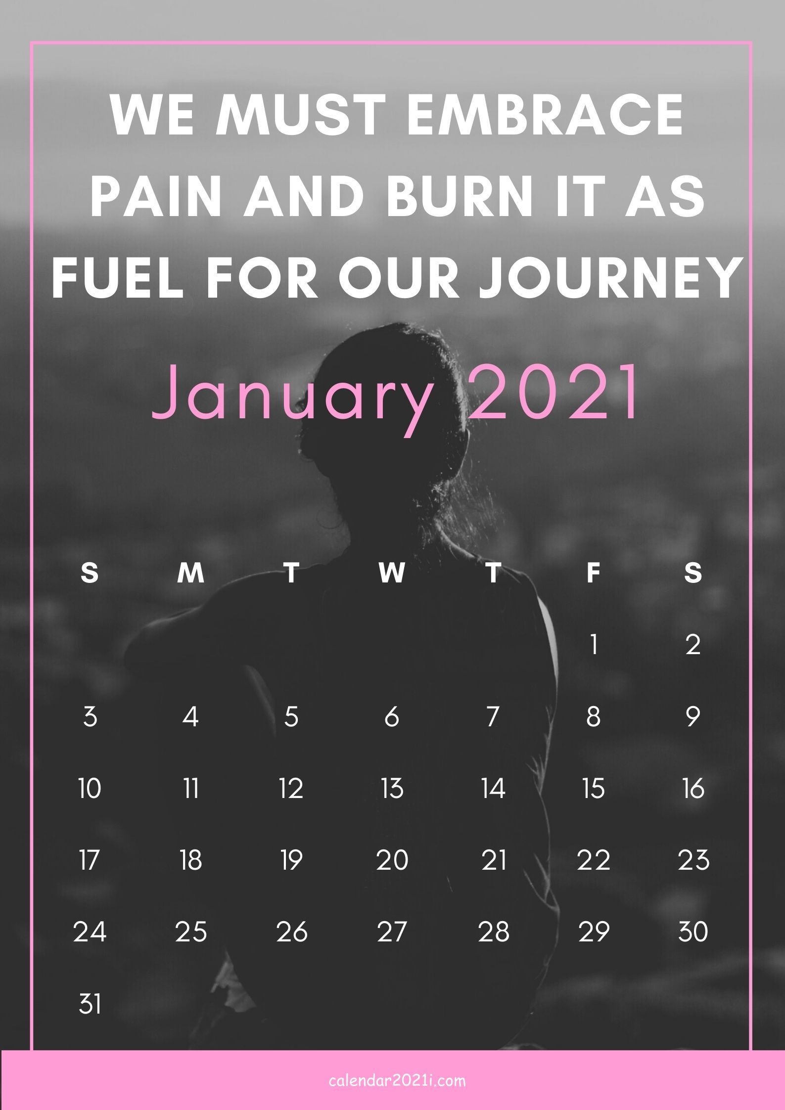 january 2021 inspiring calendar with quotation in 2020