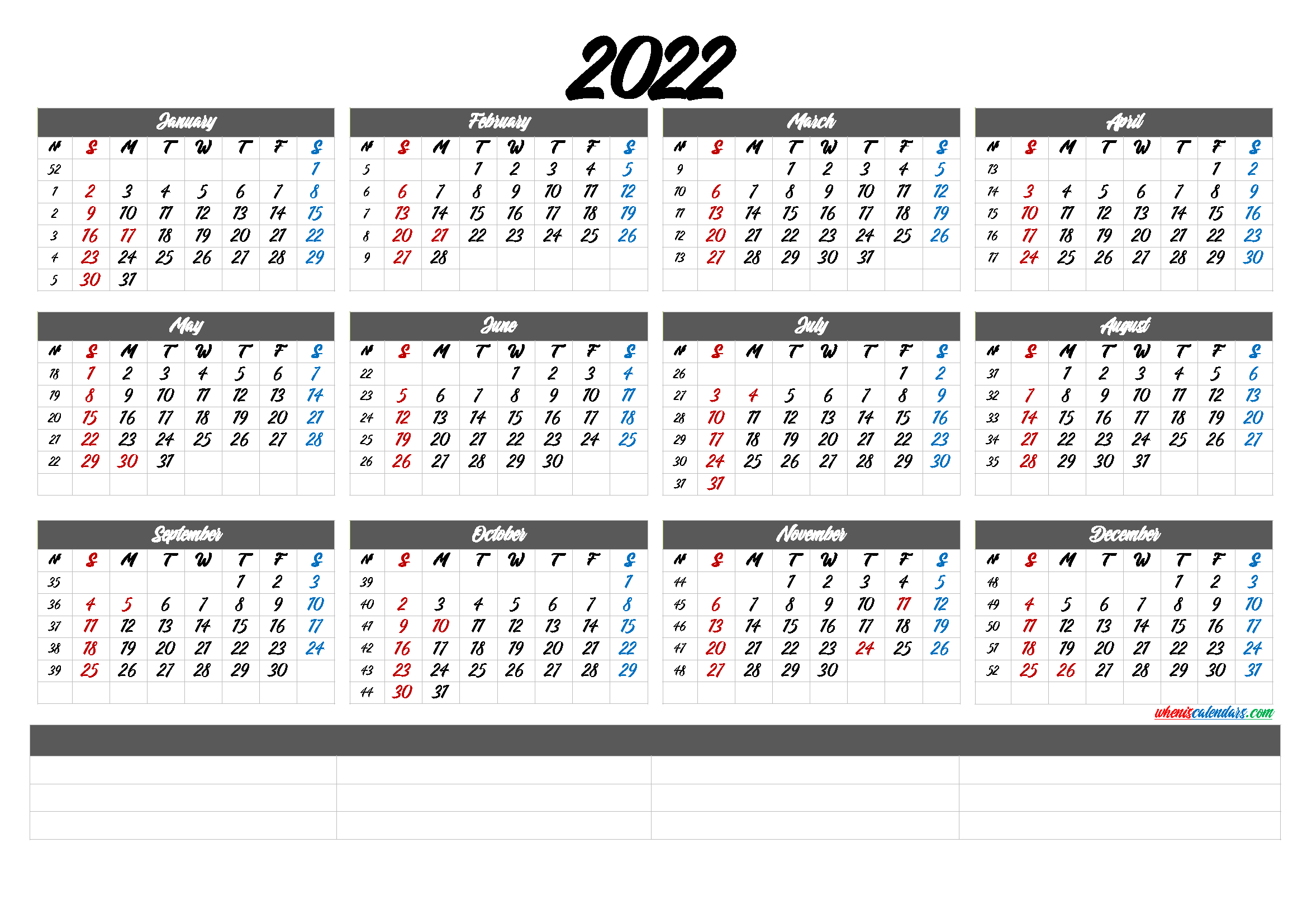 Free Printable 2022 Calendar by Month (6 Templates) - Free ...