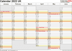Calendar 2022 (UK) - free printable PDF templates