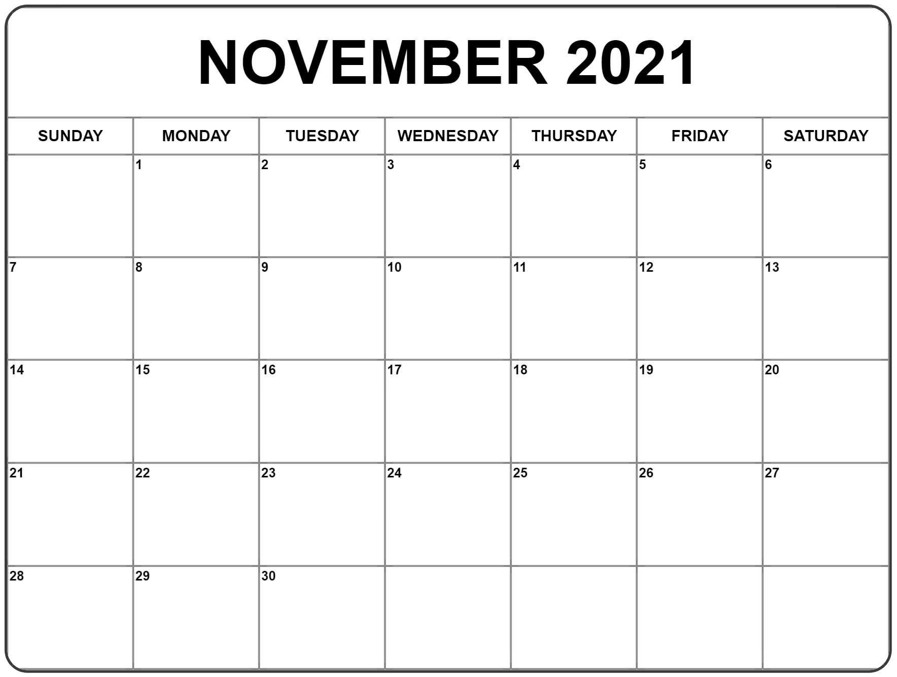 november 2021 calendar calendar printables blank monthly