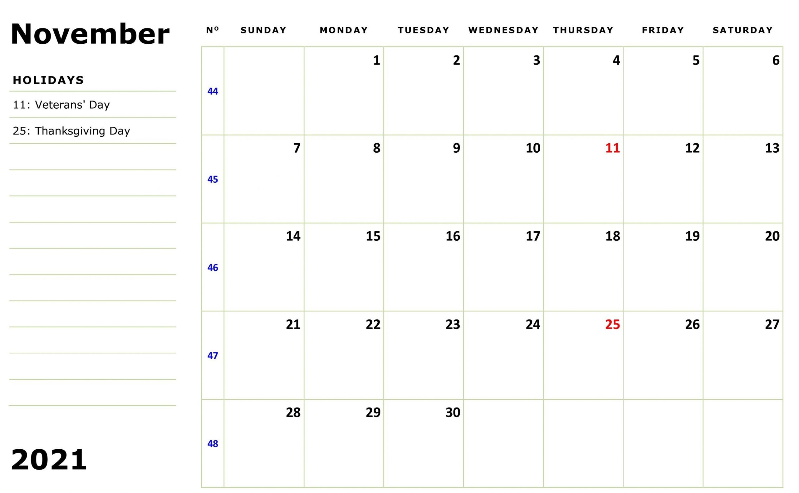 november calendar 2021 holiday words printable calendar