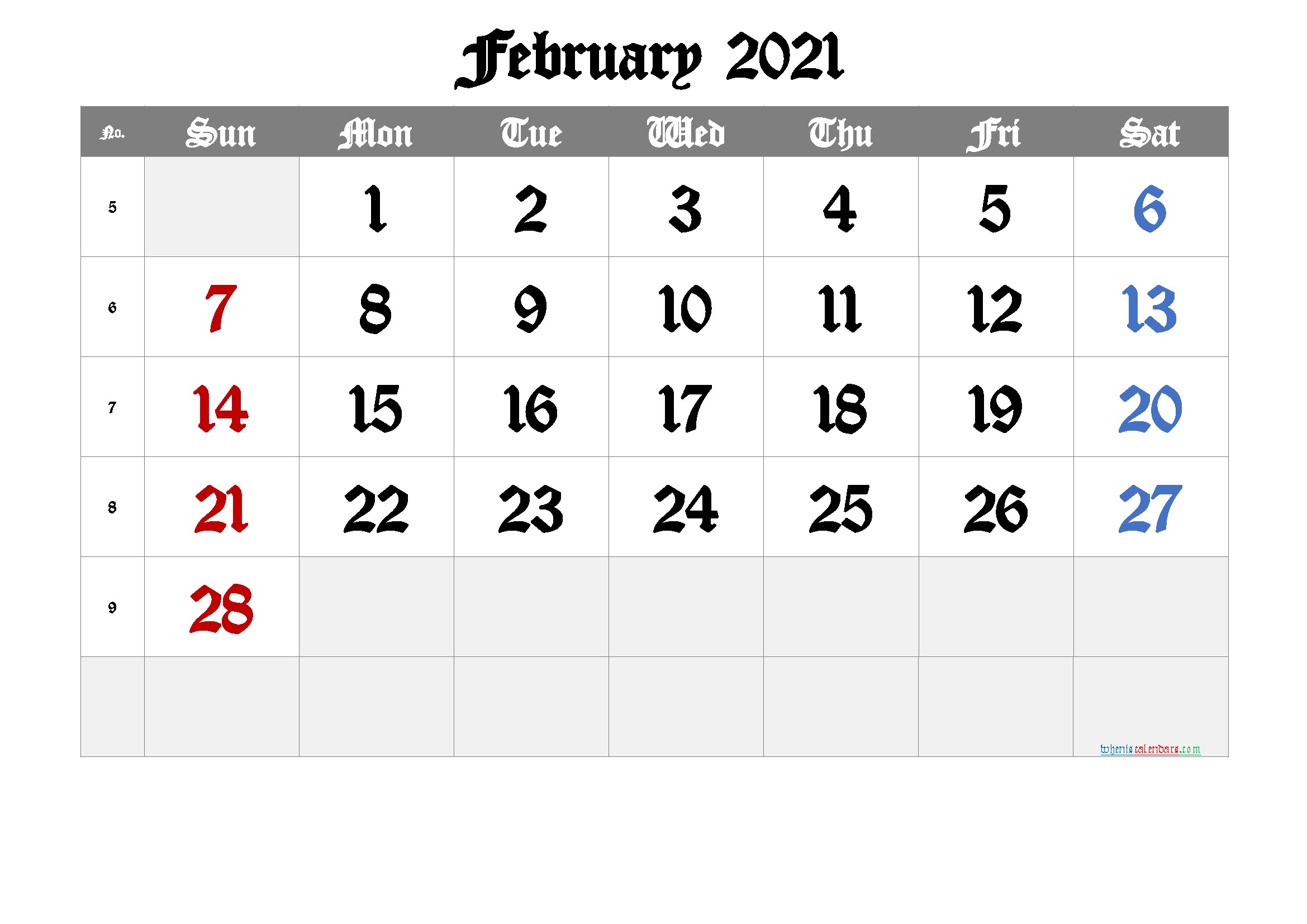 2021 february free printable calendar free premium in 2020