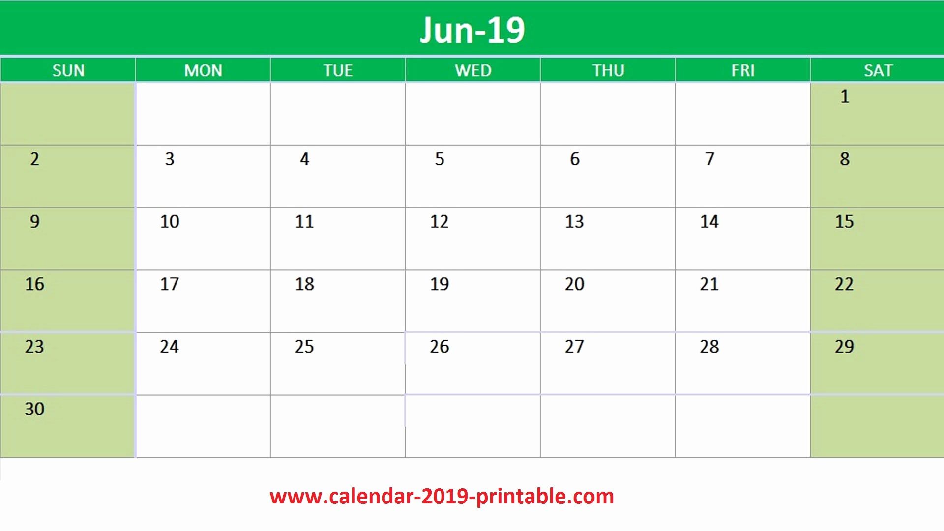 editable june 2019 calendar excel june june2019