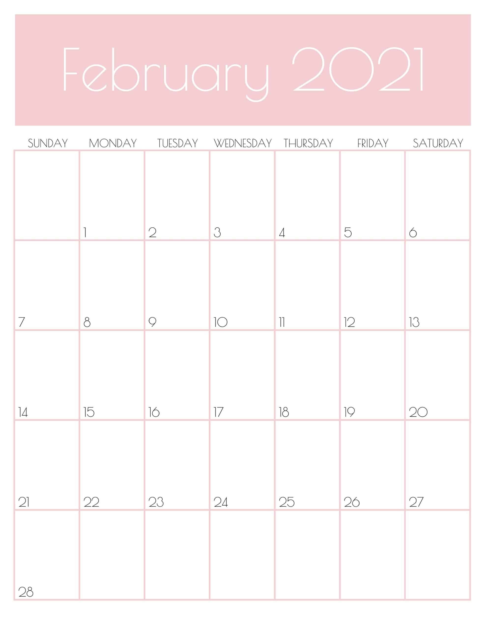 Cute & Free Printable February 2021 Calendar